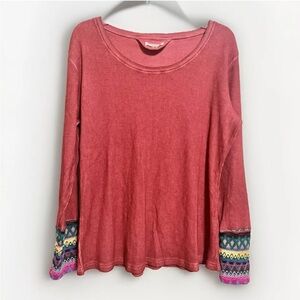 Paparazzi Embroidered Cuffs  Henley Top